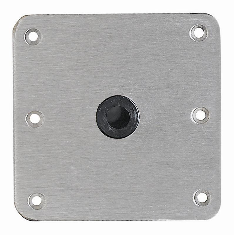 Attwood Lock'N-Pin 7" x 7" Stainless Steel Non-Threaded Square Base with Acetal Bushing & Steel Lip Tube for 3/4" D Post  • 67739