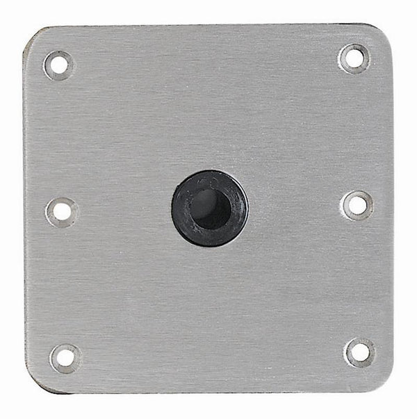 Attwood Lock'N-Pin 7" x 7" Stainless Steel Non-Threaded Square Base with Acetal Bushing & Steel Lip Tube for 3/4" D Post  • 67739