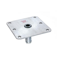 Attwood Lock'N-Pin 7" L x 7" W Zinc Plated Steel Threaded Square Base with Nylon Bushing for 3/4" D Post  • SP-67739-T