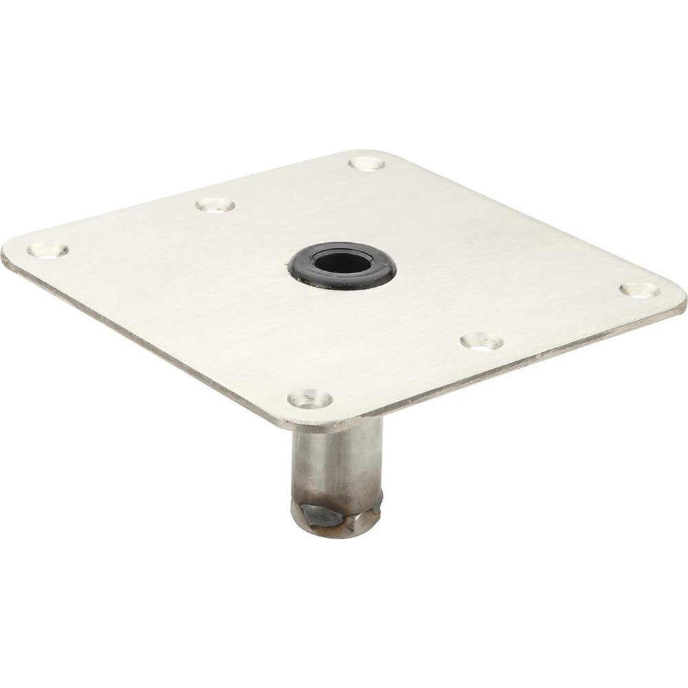 Attwood Lock'N-Pin 7" L x 7" W Zinc Plated Steel Threaded Square Base with Nylon Bushing for 3/4" D Post  • SP-67739-T