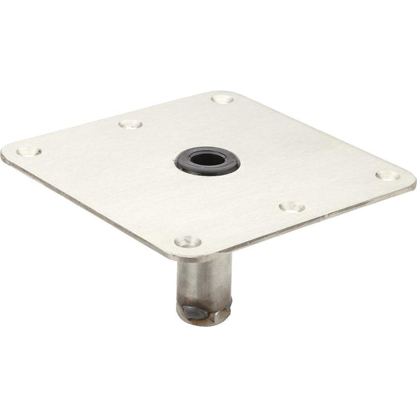 Attwood Lock'N-Pin 7" L x 7" W Zinc Plated Steel Threaded Square Base with Nylon Bushing for 3/4" D Post  • SP-67739-T