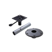 Attwood 238 Series 13" H x 2-3/8" D Satin Aluminum Fixed Post with Seat Mount & Round Base  • 23813-7