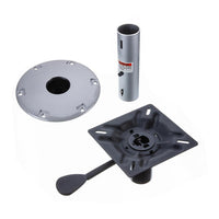 Attwood 238 Series 9" H x 2-3/8" D Satin Aluminum Fixed Post with Seat Mount & Round Base  • 23809-7