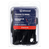 Attwood 4' x 2" Quick-Release Transom Tie-Down Strap with Hook End, Pair  • 15232-7