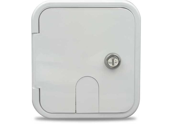 Thetford B&B Molders City Water Hatch with Plastic Check Valve, Key Lock, Polar White  • 94226