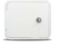 Thetford 5-7/8" White Gravity/City Water Hatch with Key Lock Door Brass Check Valve  • 94253
