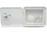 Thetford 5-7/8" White Gravity/City Water Hatch with Key Lock Door Brass Check Valve  • 94253