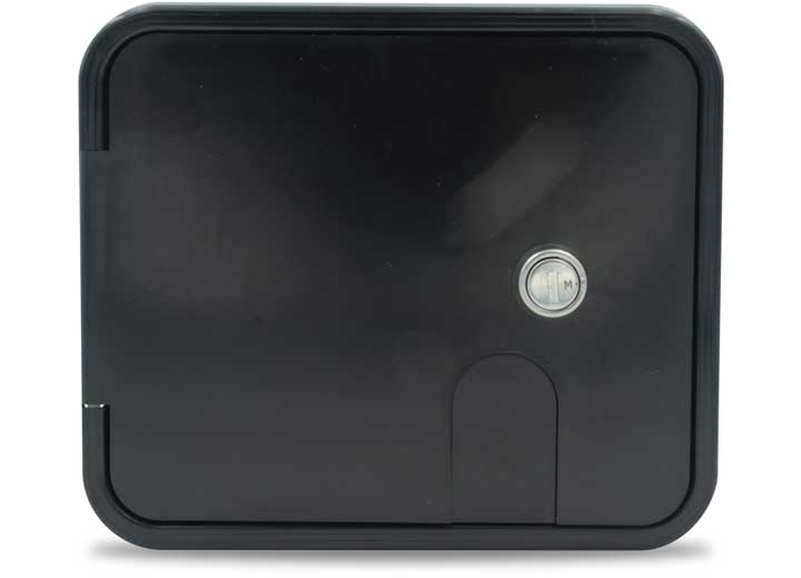 Thetford 5-7/8" Black Gravity/City Water Hatch with Key Lock Door Brass Check Valve  • 94255