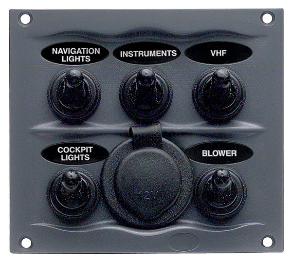BEP Black Waterproof Panel with 5 Switches  • 900-5WPS