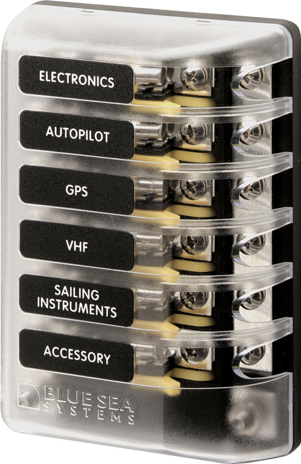 Blue Sea ST Glass Fuse Block w/ Negative Bus  • 5015-BSS