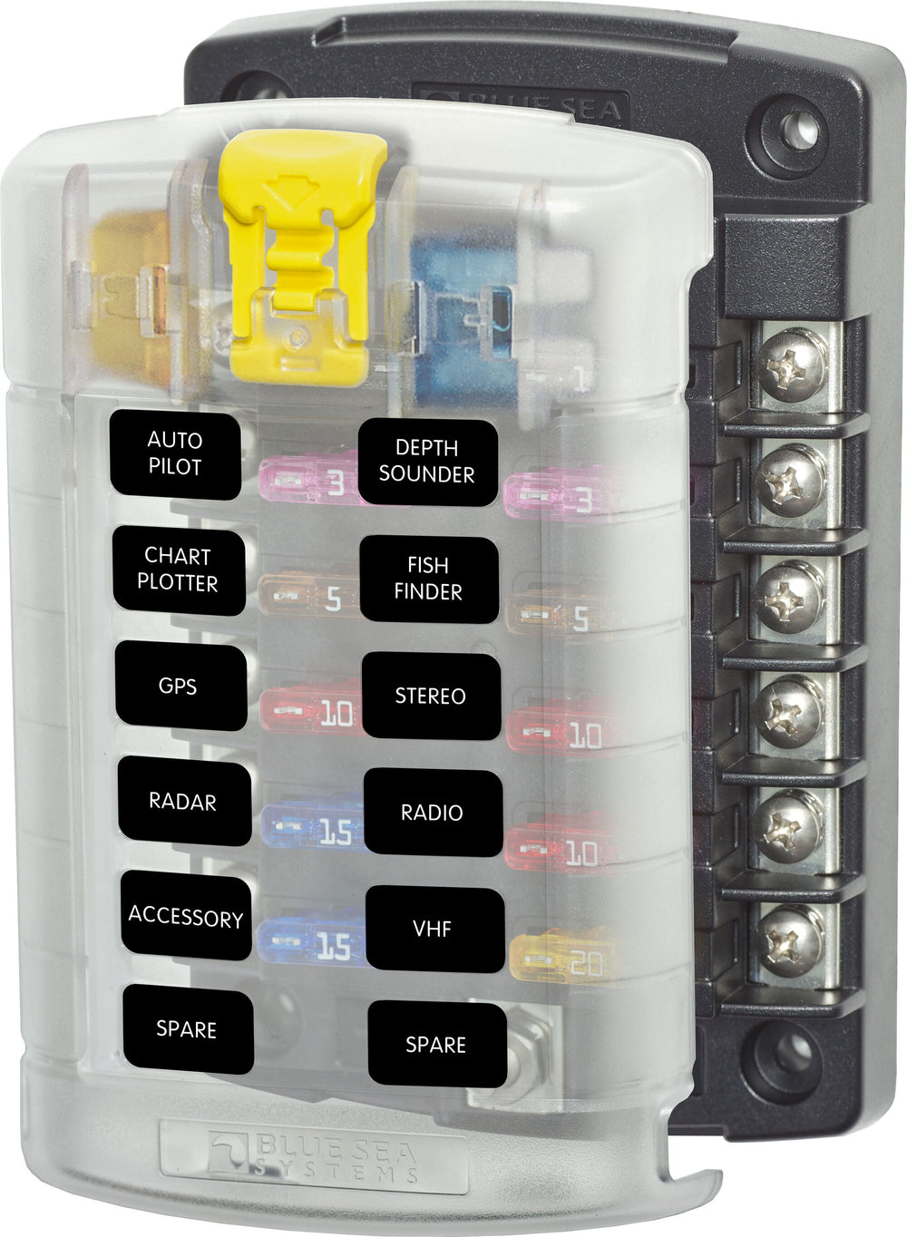 Blue Sea ST Blade Fuse Block W/Cover - 12 Circuit W/O Negative Bus  • 5029-BSS