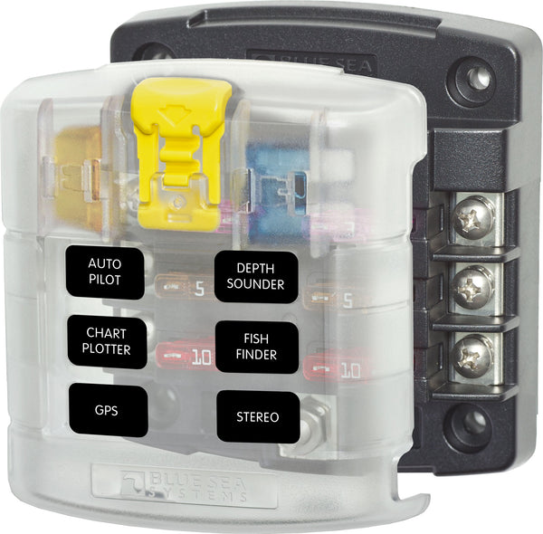 Blue Sea ST Blade Fuse Block W/ Cover - 6 Circuit Without Negative Bus  • 5028-BSS