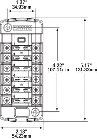 Blue Sea ST Blade Fuse Block W/O Cover - 6 Circuit Independent W/O Negative Bus  • 5037-BSS