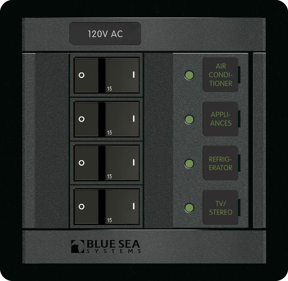 Blue Sea 120V/100A AC Branch Circuit Breaker 360 Panel System, 4 Positions  • 1210-BSS