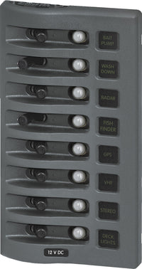 Blue Sea WeatherDeck 12V DC Waterproof Circuit Breaker Panel - Gray 8 Positions  • 4378-BSS