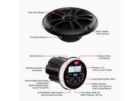 BOSS Audio Systems Weatherproof Marine Gauge Receiver and 6.5" Speaker Package  • MCKGB350B.6