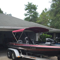 Carver 6' L x 67"-72" W x 46" H Jockey Red Sunbrella Acrylic Round Tube 3-Bow  Bimini Top Kit  • A4669UB-07