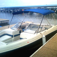 Carver 6' L x 73"-78" W x 46" H Pacific Blue Sunbrella Acrylic 3-Bow Bimini Top Kit  • A4675UB-04