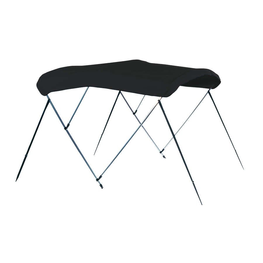 Carver 72" L x 67"-72" W x 54" H Jet Black Sunbrella Acrylic Round Tube 3-Bow Bimini Top  • A5469UB-02