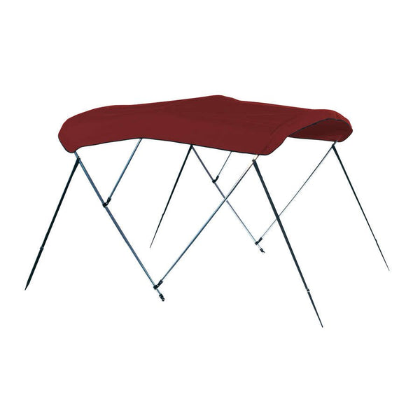 Carver 8' L x 96"-102" W x 48" H Burgundy Sunbrella Acrylic Square Tube 4-Bow Pontoon Bimini Top Kit  • A(8SQ)4893UB-08