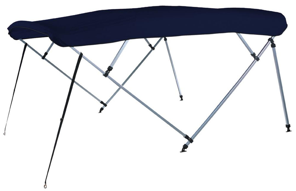 Carver 8' L x 96"-102" W x 48" H Captain Navy Sunbrella Acrylic Square Tube 4-Bow Pontoon Bimini Top Kit w/ Running Light Cut-Out  • A(8SQ)4893UB-5