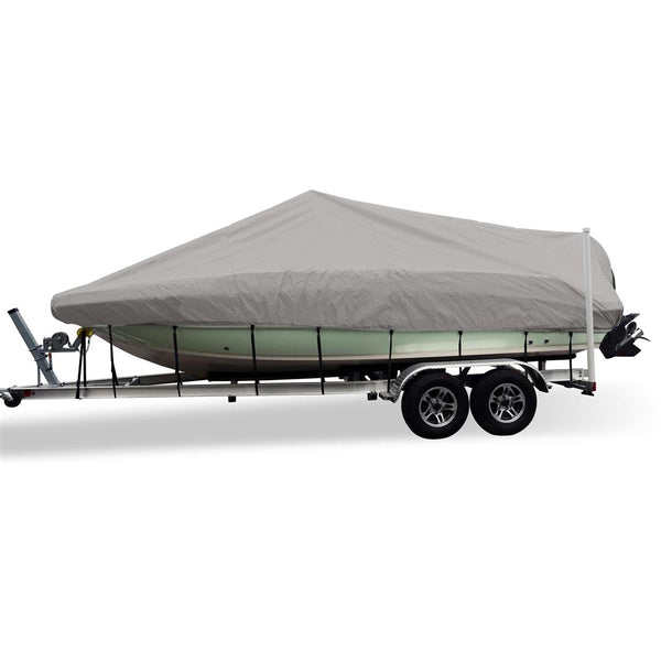 Carver Flex-Fit Haze Gray Poly-Guard Boat Cover for 17'-19' L x 102" W V-Hull, Bay Style Fishing Boats with Center Console  • 79011