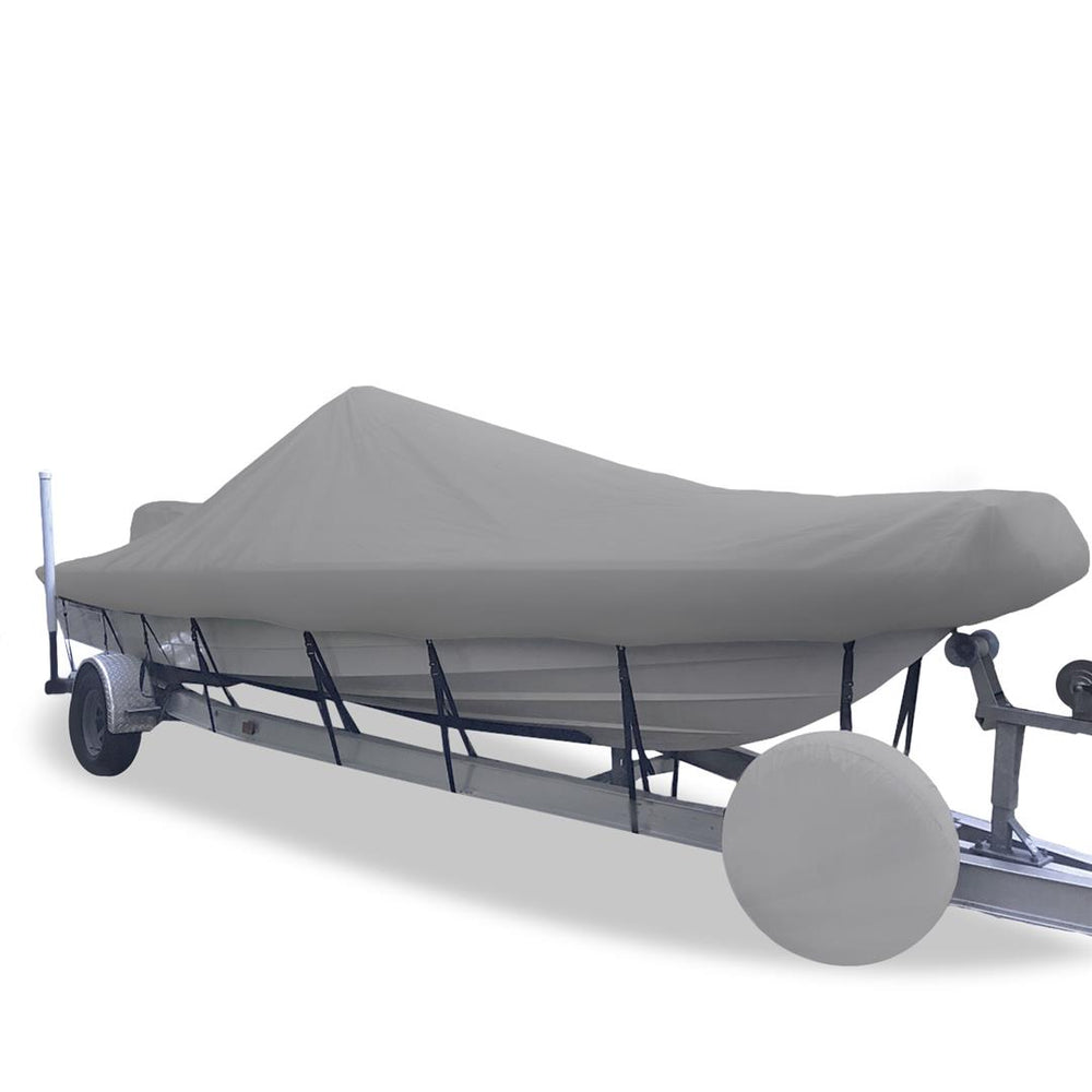 Carver Mist Gray Sun-Dura Boat Cover for 18'6" L x 102" W V-Hull Fishing Boats with Center Console & Shallow Draft Hull  • 71218S-11
