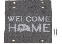 Camco RV Wrap Around Step Rug, Fits 18-Inch Wide Steps- Welcome Home, Gray / White  • 53196