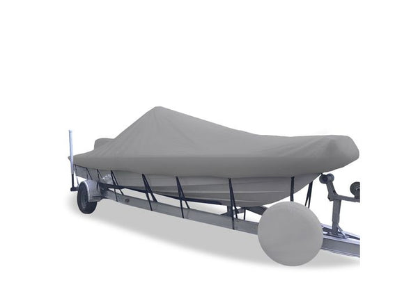 Carver Mist Gray Sun-Dura Boat Cover for 23'6" L x 102" W V-Hull Fishing Boats with Center Console & Shallow Draft Hull  • 71223S-11