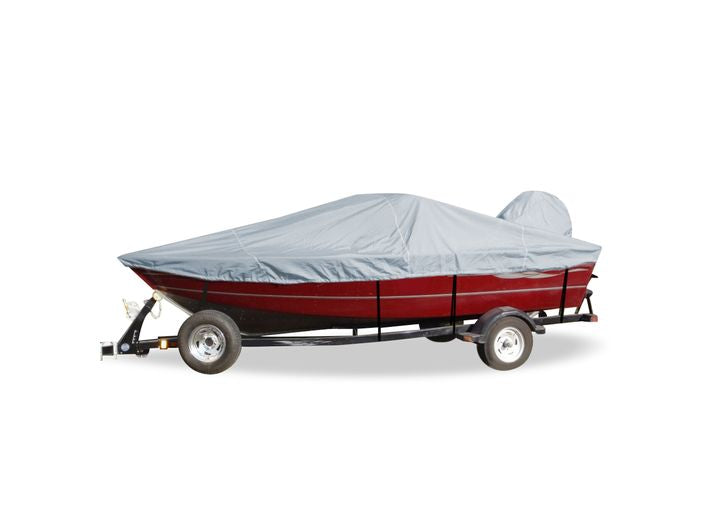 Carver Wide Series Slate Gray Poly-Flex ll Boat Cover for 19'6" L x 100" W Aluminum V-Hull Fishing Boat with Walk Thru Windshield  • 72319F-10