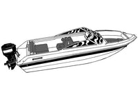 Carver Slate Gray Poly-Flex ll Boat Cover for 18'6" L x 96" W Euro Type V-Hull Runabout Boat with Windshield & Hand or Bow Rails  • 77018F-10