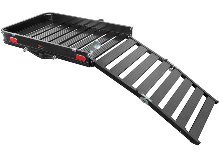Curt 50" X 30" Black Aluminum Hitch Cargo Carrier with Ramp (Folding 2" Shank)  • 18112