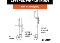 Curt Marine Trailer Jack with 6" Wheel, 1,000 lbs, 10" Travel  • 25003