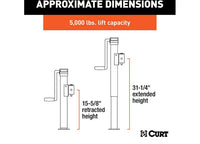 Curt Pipe-Mount Swivel Jack with Side Handle, 5,000 LBS, 15" Travel  • 25005