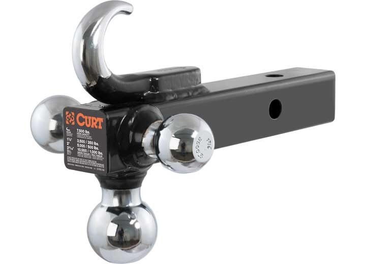 Curt Multi-Ball Mount w/ Hook, 2" Solid Shank, 1-7/8", 2" & 2-5/16" Chrome Balls  • 45675