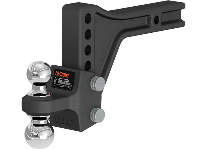 Curt Adjustable Trailer Hitch Ball Mount with Dual Ball, 2" Shank, 15k  • 45935