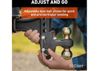 Curt HD Adjustable Trailer Hitch Ball Mount with Dual Ball, 2 1/2" Shank, 20k  • 45937