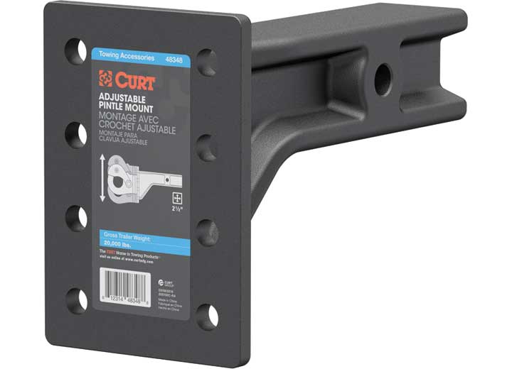 Curt Adjustable Pintle Mount, 2-1/2" Shank, 20,000 lbs., 7-1/4" High, 10-3/4" Long  • 48348