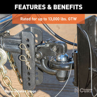 Curt Adjustable Channel Mount w/ 2-5/16" Ball & Pintle, 2" Shank, 13K Lbs  • 45907