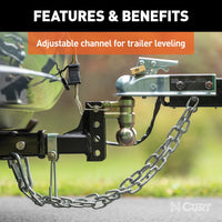 Curt Slim Adjustable Channel Mount w/ Dual Ball, 2" Shank, 10K, 3-3/4" Drop  • 45903