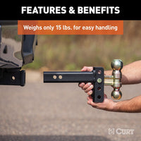 Curt Slim Adjustable Channel Mount w/ Dual Ball, 2" Shank, 10K, 3-3/4" Drop  • 45903