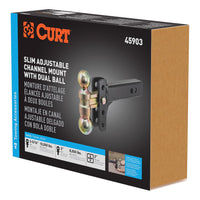 Curt Slim Adjustable Channel Mount w/ Dual Ball, 2" Shank, 10K, 3-3/4" Drop  • 45903