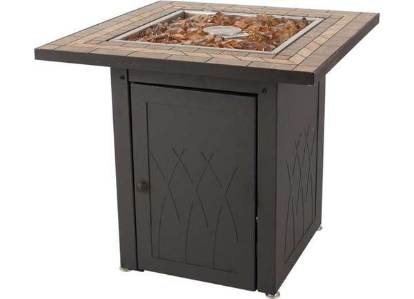 Pleasant Hearth 28" Atlantis Propane Fire Pit Table - Black with Tile Top  • OFG824T