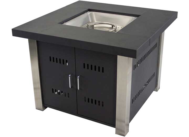 Pleasant Hearth 38" Montreal Propane Fire Pit Table - Black & Stainless  • OFG901T