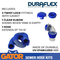 Duraflex Gator Polymer Ribbed RV Sewer Hose Kit, 15 Ft  • 22005