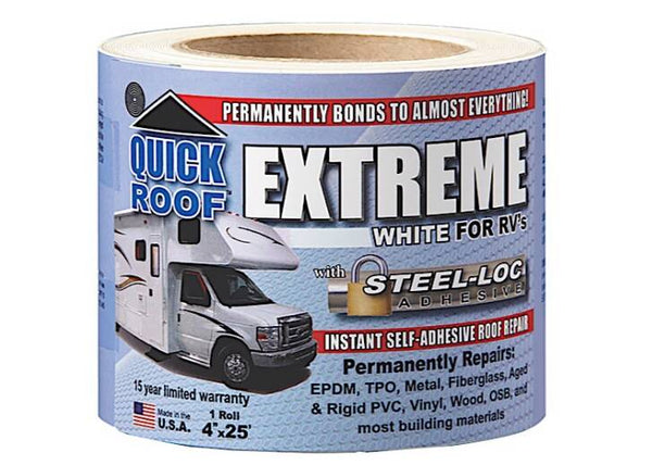 Cofair Products Quick Roof Extreme Multi-Purpose White Roll Tape 4"W x 25'L  • UBE425