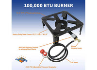 Flame King 120,000 BTU, 0-20 PSI, Turkey Fryer Single Propane Burner Bayou Cooker  • FK-4P-01E