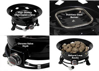 Flame King Outdoor Portable Propane Gas 24â€³ Fire Pit Bowl with Self Igniter, Cover, and Carry Straps  • FKG6502D