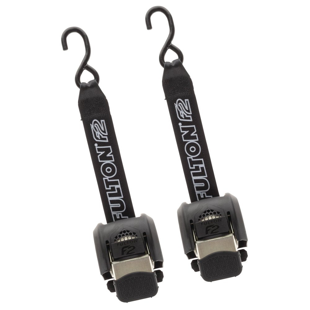 Fulton F2 Series 43" x 2" Stainless Steel Ratchet Transom Tie-Down Straps with Hook Ends, Pair  • 2062100