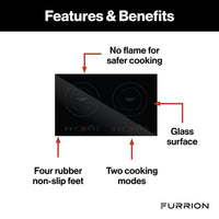Furrion 21" Black Glass 2-Burner RV Induction Cooktop  • FIH21G2A-BG